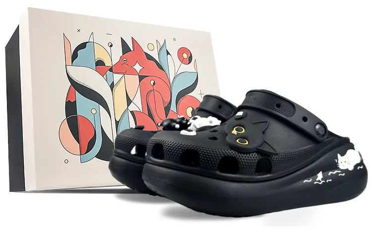 Crocs Classic Crush Clogs Unisex Black White