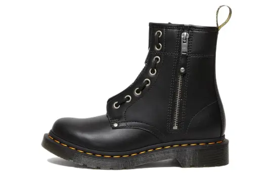 Dr. Martens 1460 Double Zip Leather Lace Up Boots 'Black' Women's