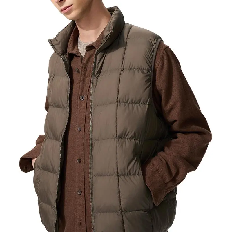 UNIQLO Down Vests Unisex Camel Stand Collar Moderate Other