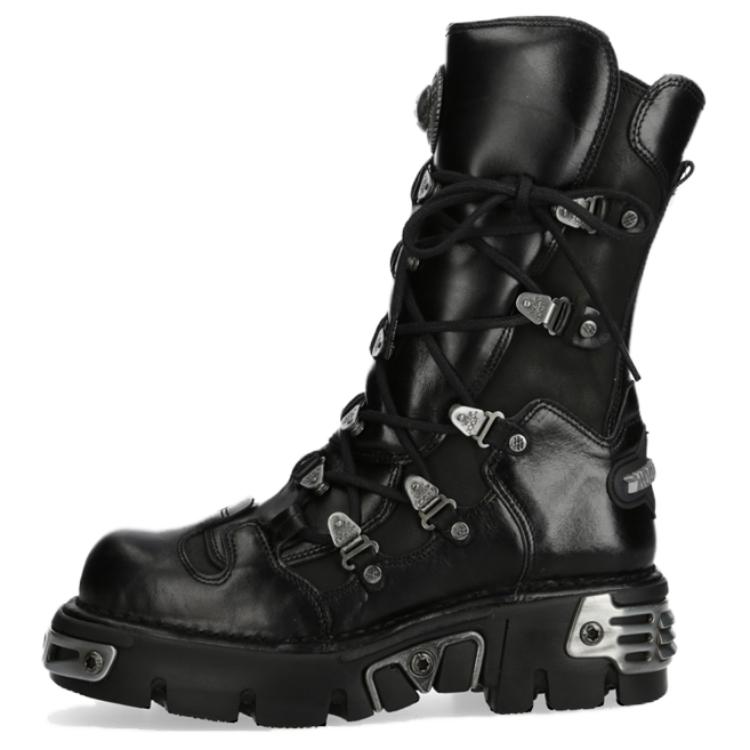 NEW ROCK Crew Combat Boots 6cm Unisex Black