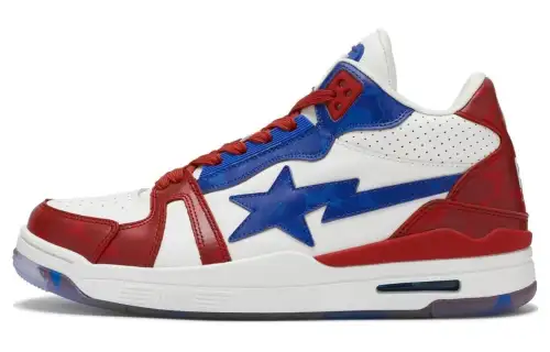 A BATHING APE Clutch Sta Slip Resistant Low top Skateboard Shoes Men's White Red Blue
