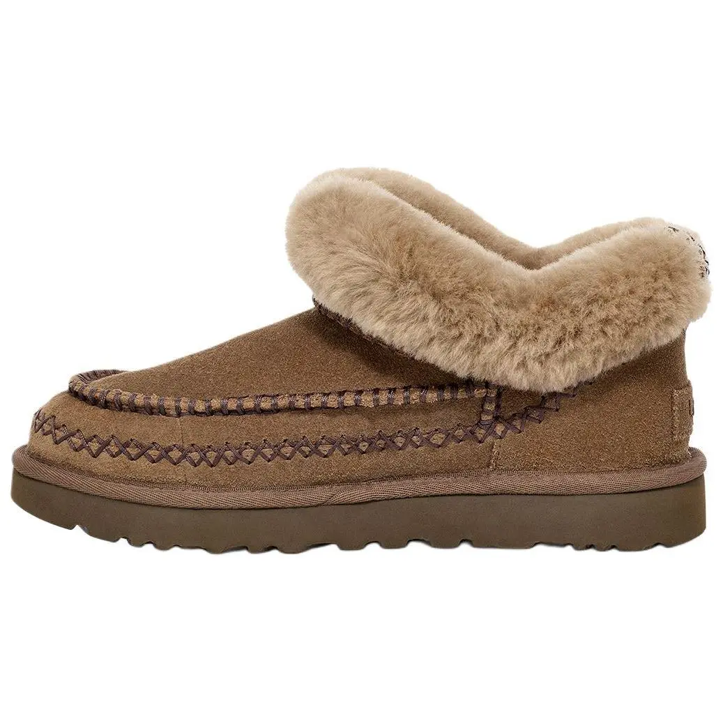 UGG Alpine Cow Split Leather Thermal Fashion Fleece Lined Ankle Length Snow Boots Women's Walnut