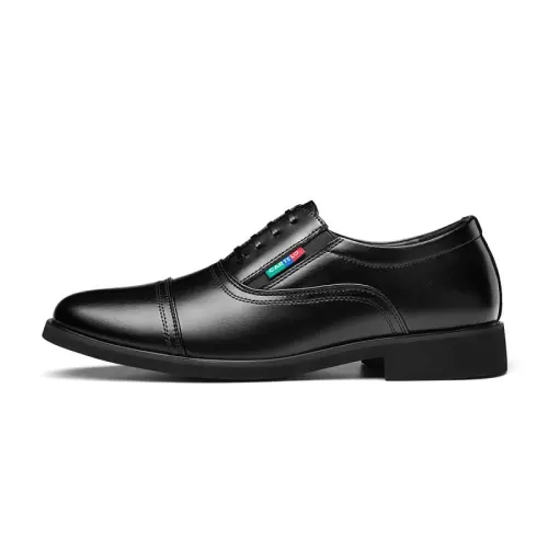 CARTELO Cardile crocodile cow split leather simple three-joint slip-on, fashionable business commuting, wedding groom, lightweight, comfortable and wear-resistant, casual and versatile, formal leather shoes, men's black