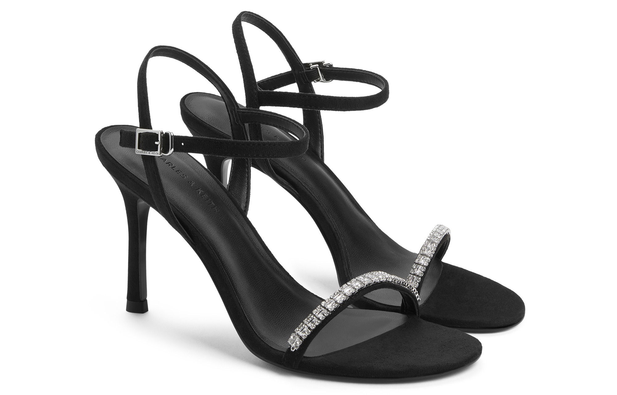 CHARLES&KEITH Small Ck PU, Textile High Heel One Strap Sandals 9.2cm Women's Multicolor