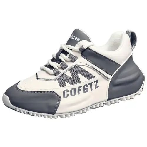 JANE HARLOW Synthetic Leather Cushioning, Wear Resistant Low top Casual Shoes Men's White Gray