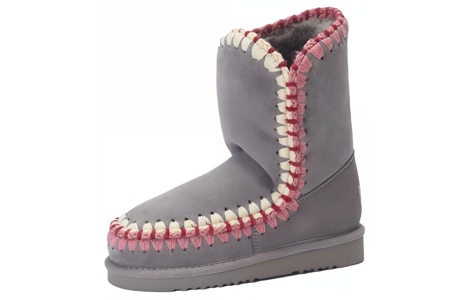 MOU Suede Minimalist Fashion Short Snow Boots Women's Gray