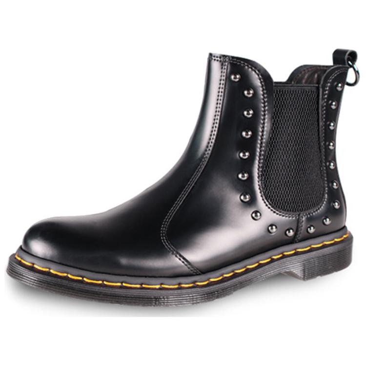 BEFFON Cow Split Leather Versatile Short Chelsea Boots Women's Gothic Black