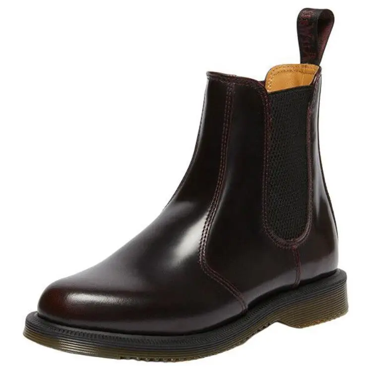 Dr.Martens Cow Leather Short Chelsea Boots Women's Cherry Red