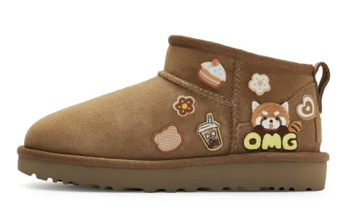 UGG CLASSIC ULTRA MINI 811 Manufacturing, Bear Dessert Shop Thermal Ankle Length Snow Boots Women's Chestnut Brown
