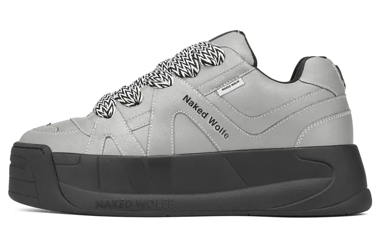 Naked Wolfe Slide 3M Reflective Low top Stylish Skateboarding Shoes Men's Gray