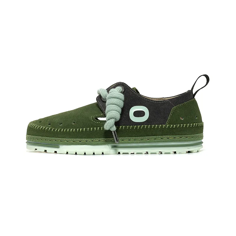 OETZI Cow Split Leather Stylish Skateboarding Shoes Men's Green