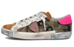 PHILIPPE MODEL Leather Lace Up Low top Stylish Skateboarding Shoes Women's Camouflage