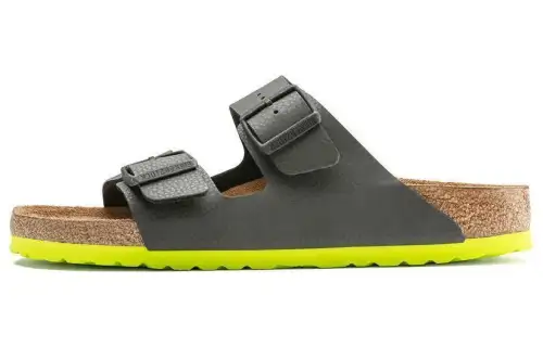 Birkenstock Slide Slippers Unisex Desert Soil Black Acid Lime
