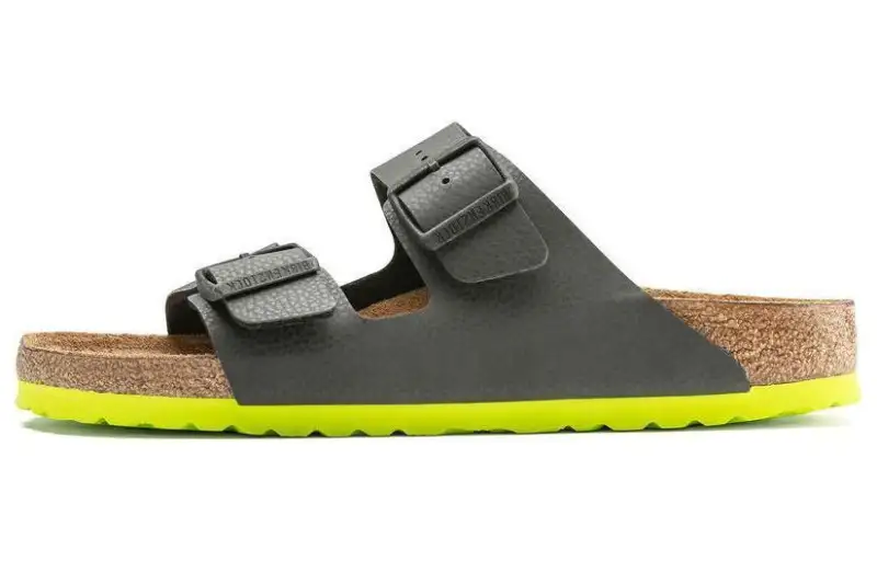 Birkenstock Slide Slippers Unisex Desert Soil Black Acid Lime