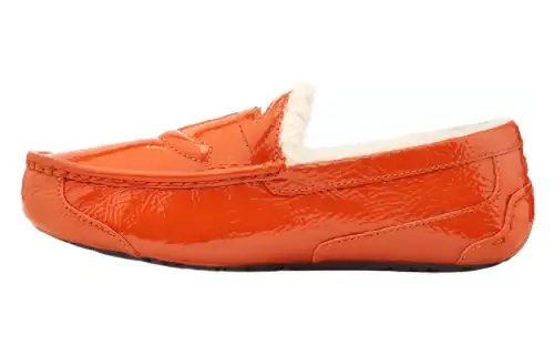 Telfar x UGG Patent Leather Plush Lined Casual Loafers Men's Pumpkin Color