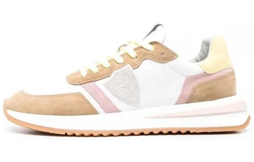 PHILIPPE MODEL Leather Cushioning Low top Casual Shoes Women's Brown White Pink