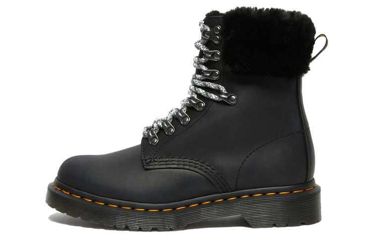Dr.Martens Martin leather yellow welt stitching short Martin boots women's black