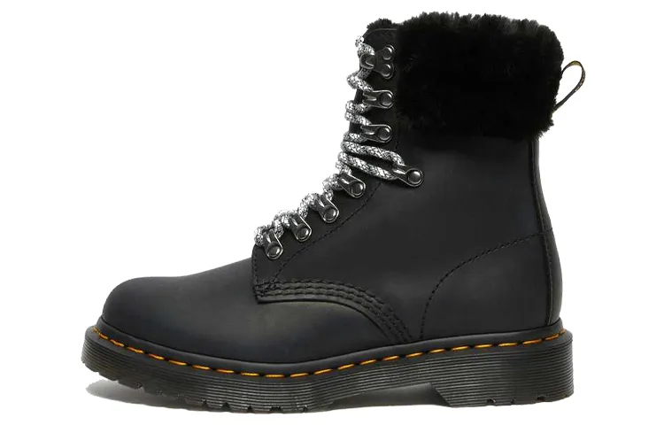 Dr. Martens 1460 Stay Warm Wear Resistant Fur Combat Boots Black Women's