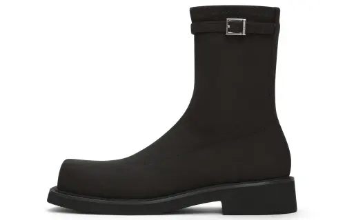 CHARLES&KEITH Fabric Fleece Lined Square Toe Zipper Chunky Heel Slim Boots Ankle Boots Women's