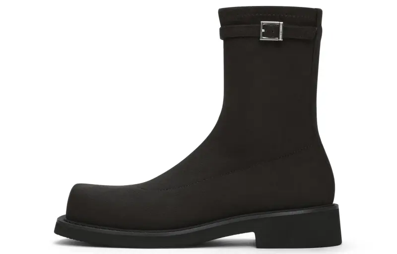 CHARLES&KEITH Fabric Fleece Lined Square Toe Zipper Chunky Heel Slim Boots Ankle Boots Women's