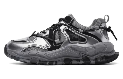 Dickies Synthetic Leather Abrasion Resistant Slip Resistant Low top Chunky Sneakers Men's Gunmetal Gray
