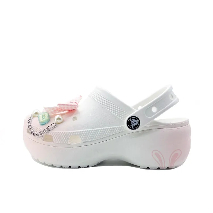 Crocs Classic Platform Clog EVA Clogs Unisex White Pink
