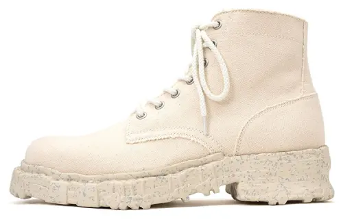 MIHARA YASUHIRO Vintage Like Sole Canvas Lace Up Ankle Boots Unisex White