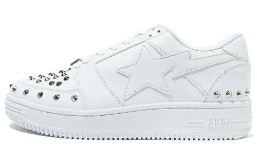 BAPE A BATHING APE Bape Sta Low 20th Anniversary White Silver Studded