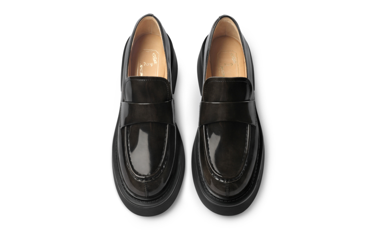 7or9 Sesame Tart Top Grain Cow Leather Loafers 5CM Women's Gray
