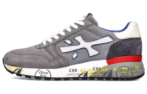 PREMIATA Mick Textile, Leather Comfortable Cushioning Low top Casual Shoes Men's Gray