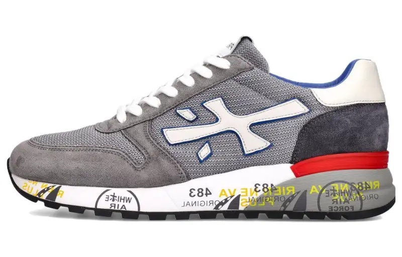PREMIATA Mick Textile, Leather Comfortable Cushioning Low top Casual Shoes Men's Gray