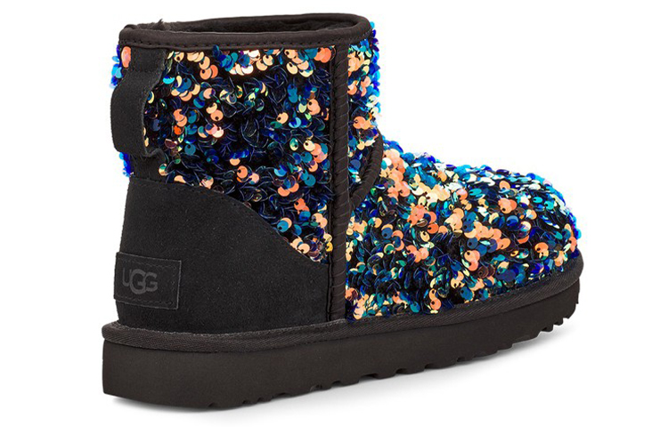 Женские сапоги UGG Classic Mini Stellar Sequin (черные) — Чёрный — фото 4