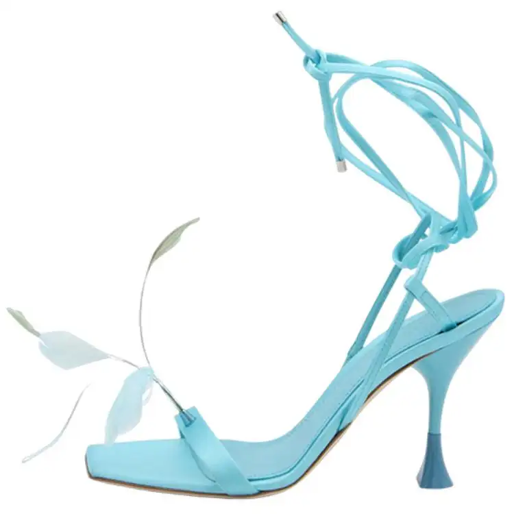 3JUIN Leather One Strap Sandals Women's Blue