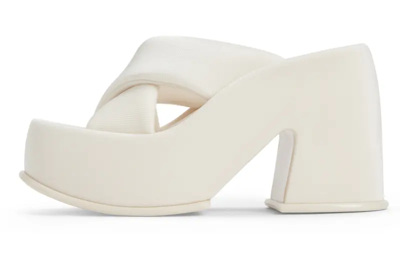 CHARLES&KEITH Slide Slippers Women's Black Textured/Chalk White/Orange