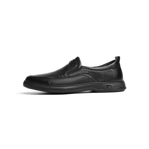 Red dragonfly cow leather, perforated and breathable, comfortable and soft, flat-soled commuter slip-ons, formal leather shoes, men's style