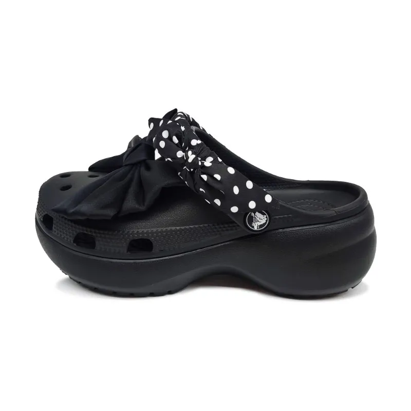 Crocs Classic Platform Clog Polka Dot Butterfly EVA Clogs Women's Black