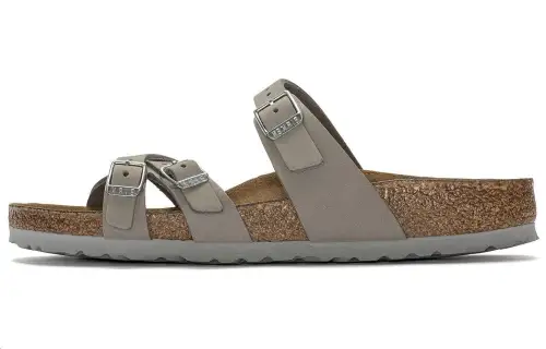 Birkenstock Leather Stylish Sandal Women's Light Gray