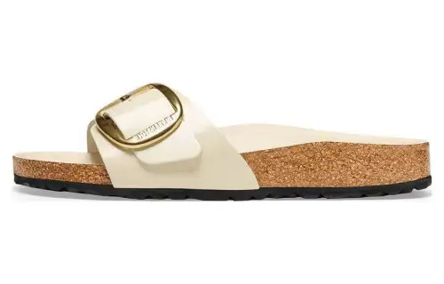 Birkenstock Madrid Big Buckle Slide Slippers Women's High Shine Natural