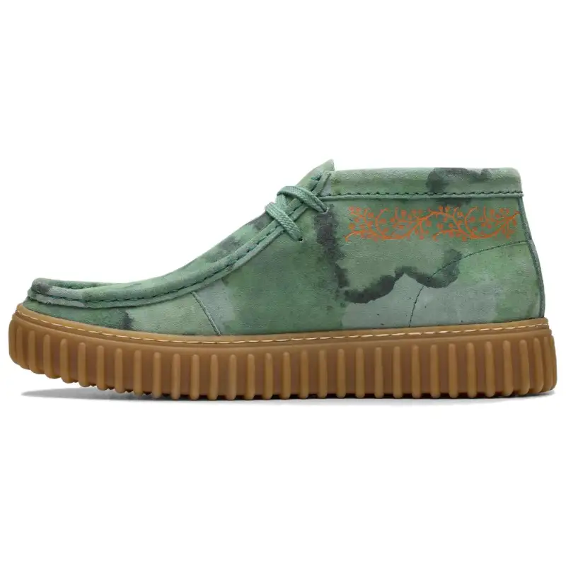 Clarks Sheepskin Casual Shoes Men's Green Camouflage