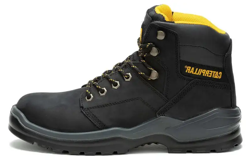 CAT Leather Slip Resistant Abrasion Resistant Ankle Boots Men's Black