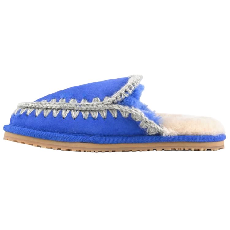 MOU Fashion Rubber Sole Slip Resistant Closed Toe Slippers Women's Blue