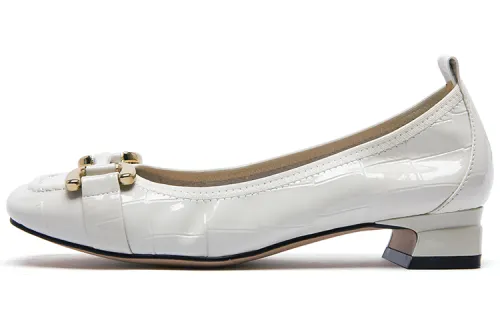 PACO GIL Cow Leather Casual Shoes 2.5cm Women's Ecru