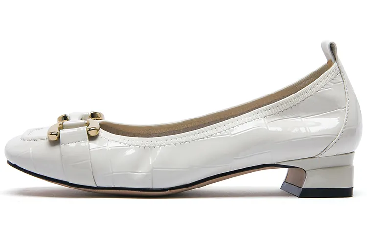 PACO GIL Cow Leather Casual Shoes 2.5cm Women's Ecru