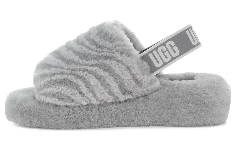 UGG FLUFF YEAH Shearling Fashion Cotton Slipper Women's Gray