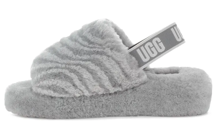 UGG FLUFF YEAH Shearling Fashion Cotton Slipper Women's Gray