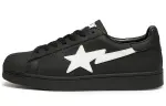 A BATHING APE Skull STA Leather Low top Stylish Skateboarding Shoes Men's Black White