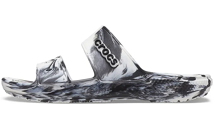 Crocs Classic Clog Marble Beach Sports Slippers Unisex White Black