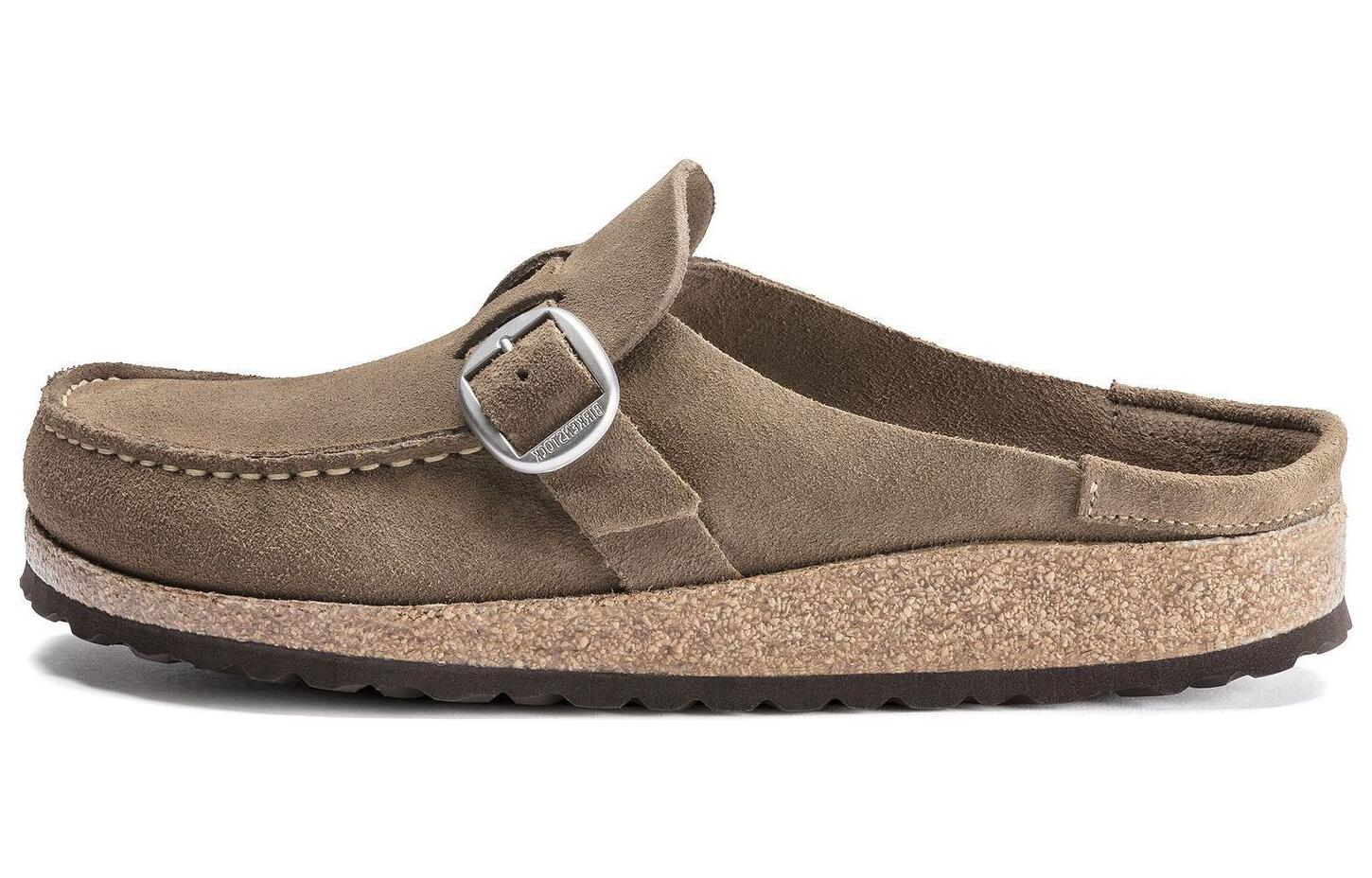 Birkenstock Suede Closed Toe Slippers Unisex Taupe