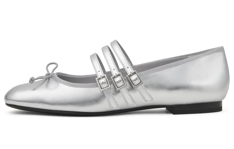 CHARLES&KEITH Small ck PU bow ballet flat heel Mary Jane shoes 1.2cm women's style