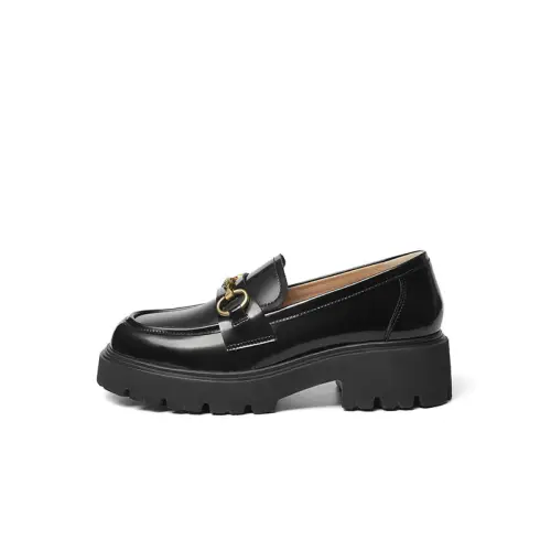 Red Dragonfly synthetic leather sheep leather British high-end comfortable slip-on thick sole heightening loafers 4CM women